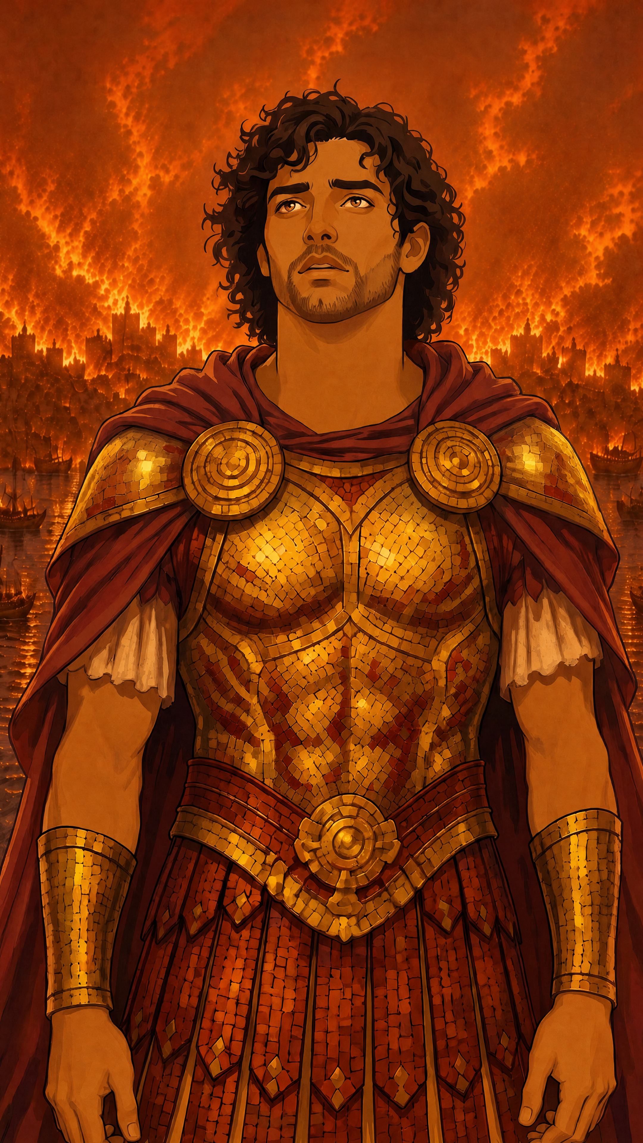 Odysseus restyled, illustrated mosaic aesthetic